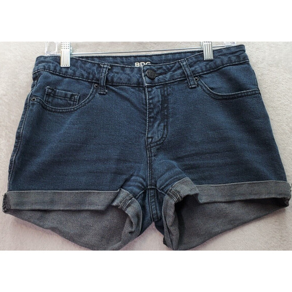 BDG Pants - BDG Shortie Shorts Women's Size 27 Dark Blue Denim Cotton Pockets Alexa Mid Rise